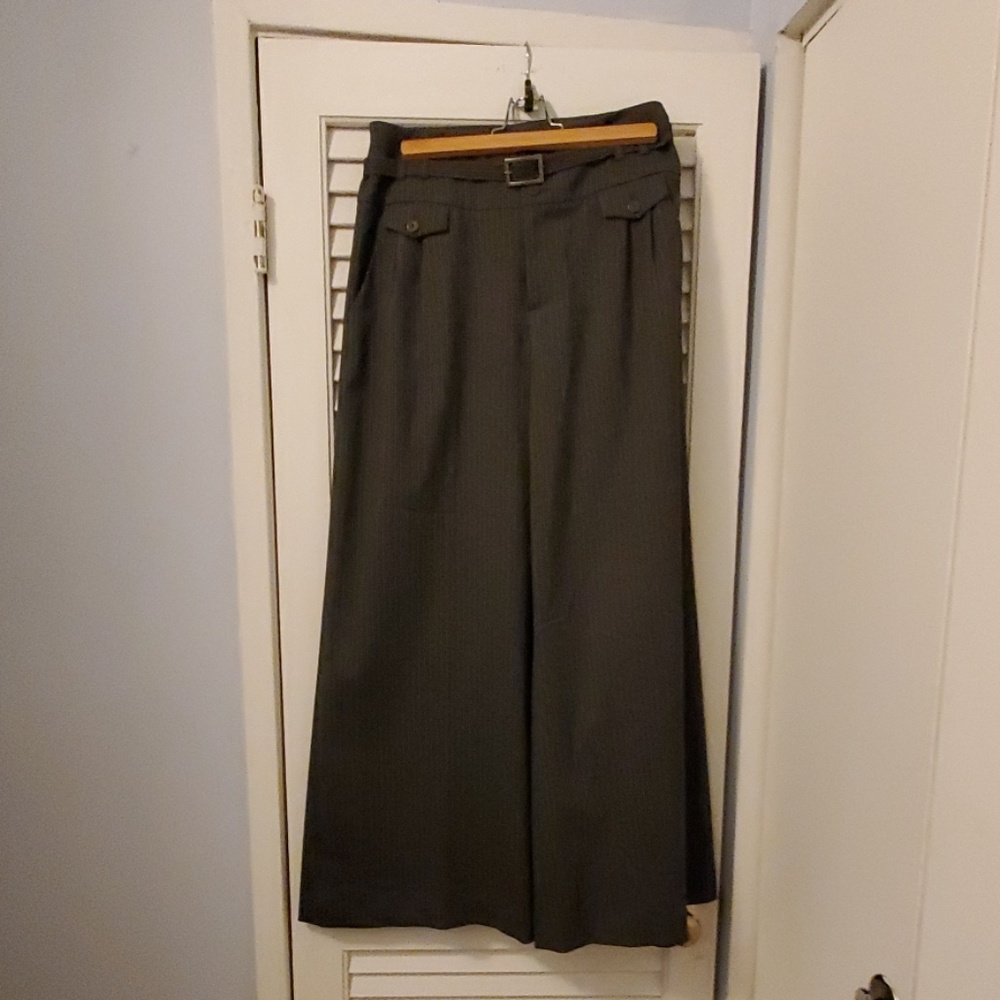 High-Waist Wide-Leg Pinstripe Pants